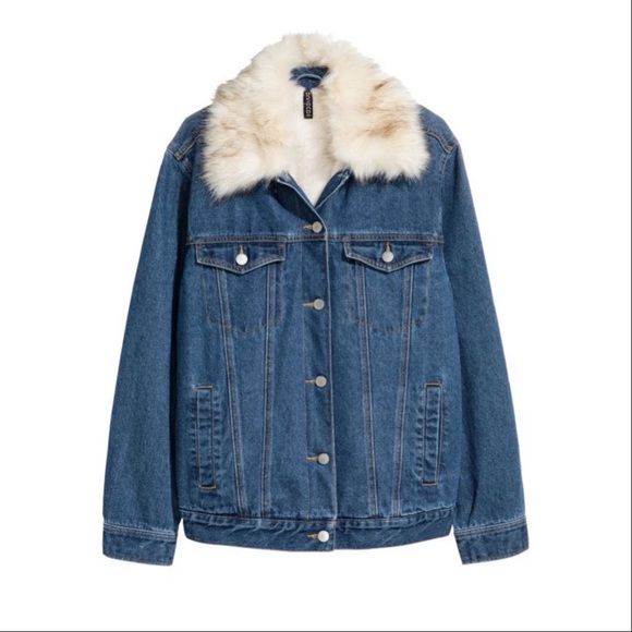 Sherpa Lined Denim Trucker Jacket w Removable Fur - Picture 2 of 8